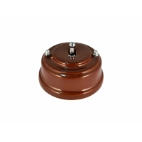 Выключатель однорычажковый, цвет bruno (коричневый), тумблер серебро